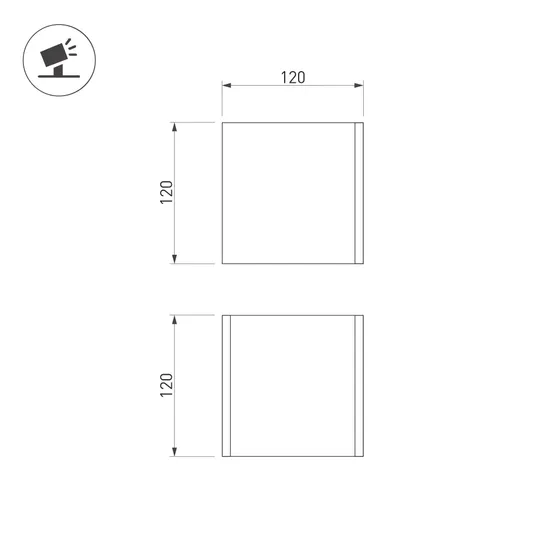 Фото #9 товара Светильник LGD-PERAN-WALL-S120x120-6W Warm3000 (WH, 0-80 deg, 230V) (Arlight, IP65 Бетон, 3 года)