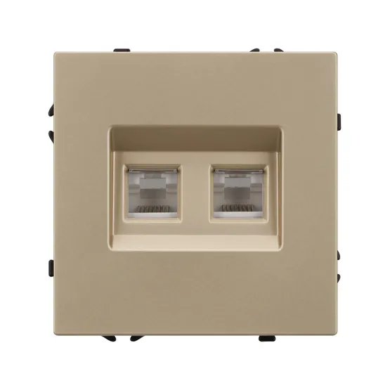 Фото #4 товара Механизм сдвоенной телефонной розетки SCT-NOBE-MTL2-SFPL-GD (RJ-11, 4C) (Arlight, Золотой песок)