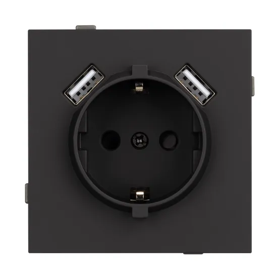 Фото #3 товара Механизм розетки с USB зарядкой SCT-TENDO-MUAA-SFPL-BK (230V, 16A) (Arlight, Матовый черный)