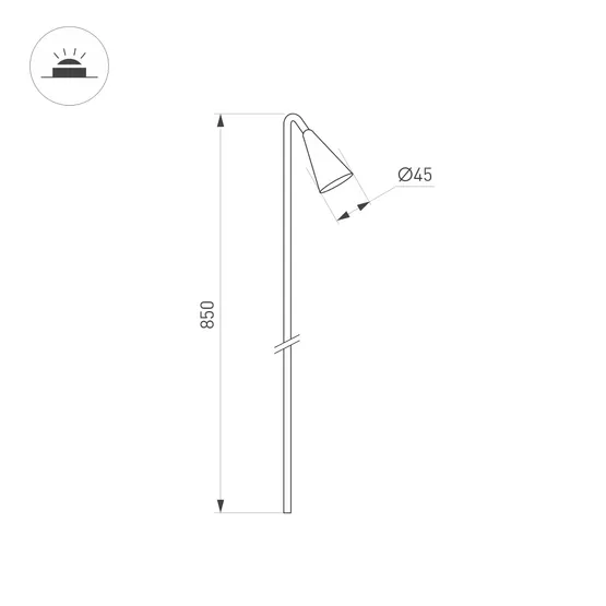 Фото #6 товара Светильник KT-HAREBELL-BOLL-H850-3W Warm3000 (BK, 40 deg, 24V) (Arlight, IP65 Металл, 3 года)