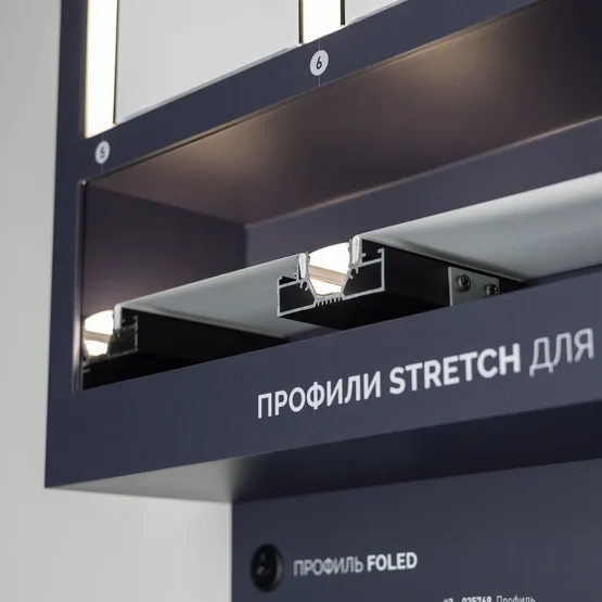 Фото #4 товара Стенд Решения для натяжных потолков ARLIGHT-02-1760x600mm (DB 3мм, пленка) (Arlight, -)