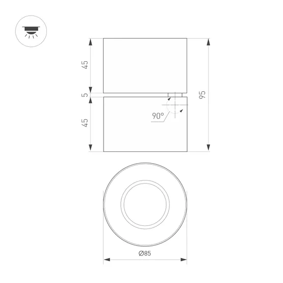 Фото #6 товара Светильник SP-POINT-SURFACE-R85-12W Warm3200-MIX (WH, 15 deg, 230V) (Arlight, IP20 Металл, 5 лет)