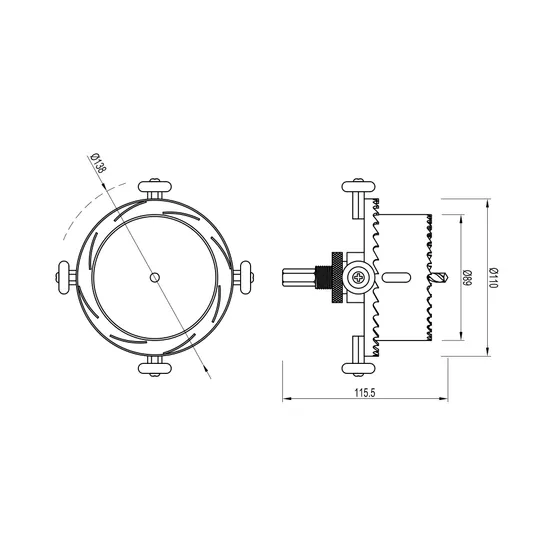 Фото #2 товара Двухуровневая коронка ATK-DRILL-R89-R110 (Arlight, IP20 Металл, 3 года)