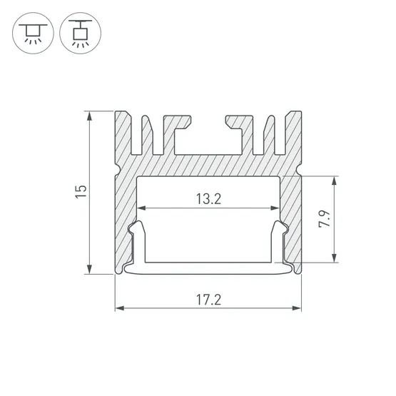 Фото #3 товара Профиль LINE-1716-2000 ANOD (Arlight, Алюминий)