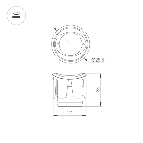 Фото #6 товара Светильник ALT-LODESTAR-HANDRAIL-R27-1.5W Warm3000 (GR, 30x60 deg, 12-24V) (Arlight, IP67 Металл, 3 года)