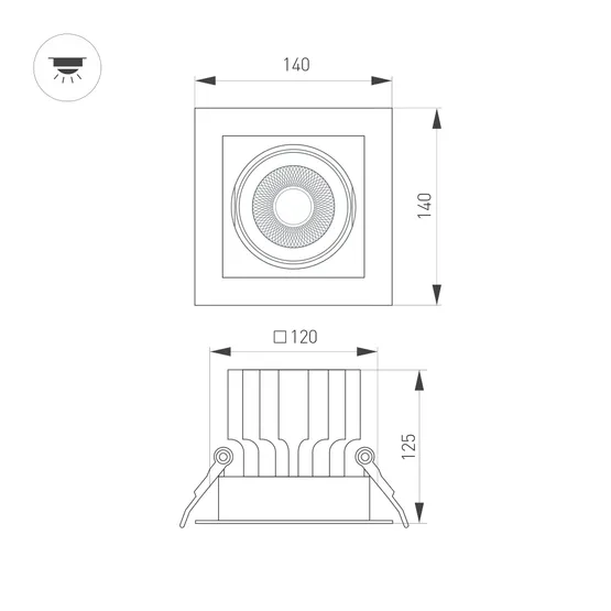 Фото #8 товара Светильник MS-VORTEX-BUILT-S140x140-30W Warm3000 (WH-WH, 50 deg, 230V) (Arlight, IP20 Металл, 5 лет)