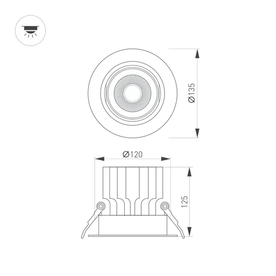 Фото #3 товара Светильник MS-VORTEX-BUILT-R135-30W Warm3000 (BK-BK, 30 deg, 230V) (Arlight, IP20 Металл, 5 лет)
