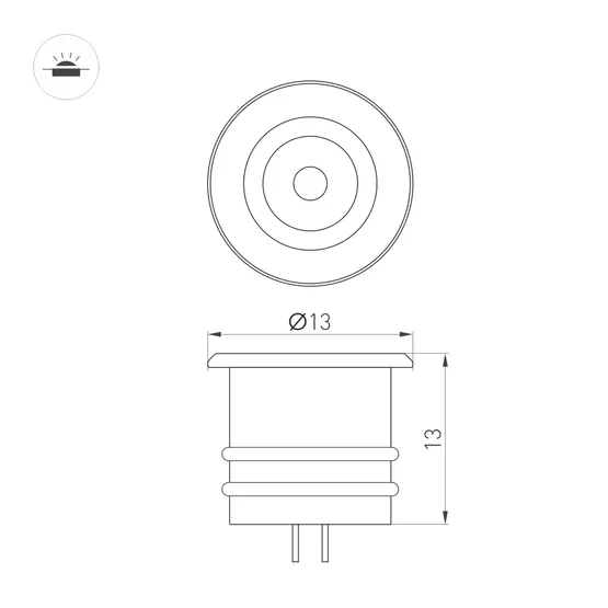 Фото #3 товара Светильник ART-PICCOLO-BUILT-R13-1W Warm3000 (WH, 30 deg, 3V) (Arlight, IP40 Металл, 3 года)