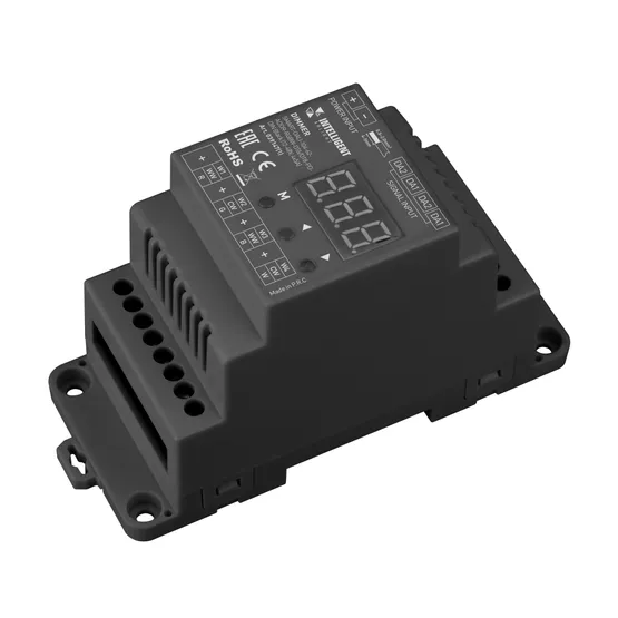 Фото товара INTELLIGENT ARLIGHT Диммер SMART-DALI-104-62-ADDR-RGBW-DT6/DT8-PD-DIN Black (12-48V, 4x5А) (IARL, IP20 Пластик, 5 лет)