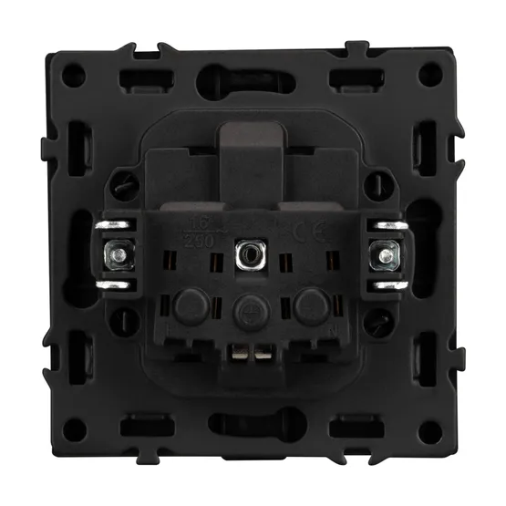 Фото #2 товара Механизм розетки влагозащищённый SCT-NOBE-MCP-SFPL-BK (230V, 16A) (Arlight, Черный оникс)