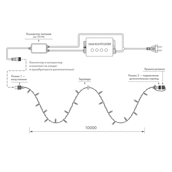 Фото #11 товара Светодиодная гирлянда ARD-STRING-PRO-10000-BLACK-95LED-MILK-LIVE RGBW-DMX (24V, 10W) (Ardecoled, IP65)