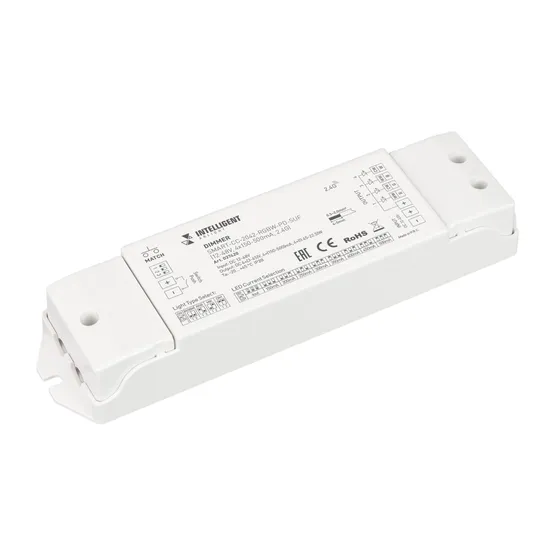 Фото товара INTELLIGENT ARLIGHT Диммер SMART-CC-2042-RGBW-PD-SUF (12-48V, 4x150-500mA, 2.4G) (IARL, Контроллер)