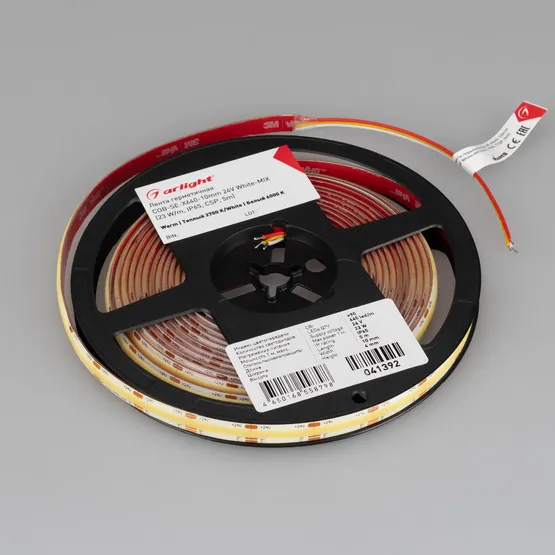 Фото #4 товара Светодиодная лента герметичная COB-SE-X640-10mm 24V White-MIX (23 W/m, IP65, CSP, 5m) (Arlight, Изменяемая ЦТ)