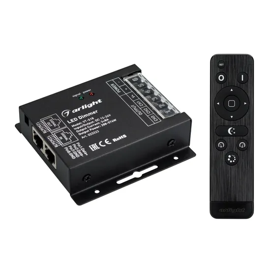 Фото #1 товара Диммер VT-S18-3x8A (12-24V, ПДУ Стик 12кн, RF) (Arlight, IP40 Металл, 3 года)