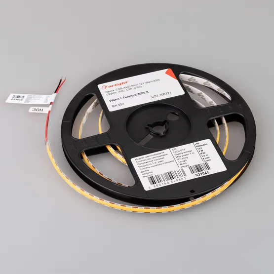 Фото #3 товара Светодиодная лента COB-X400-8mm 12V Warm3000 (9 W/m, IP20, CSP, 2.5m) (Arlight, -)