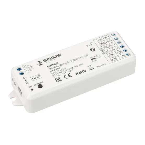 Фото товара INTELLIGENT ARLIGHT Диммер SMART-PWM-105-72-RGB-MIX-SUF (12-24V, 5x3A, ZB, 2.4G) (IARL, Контроллер)