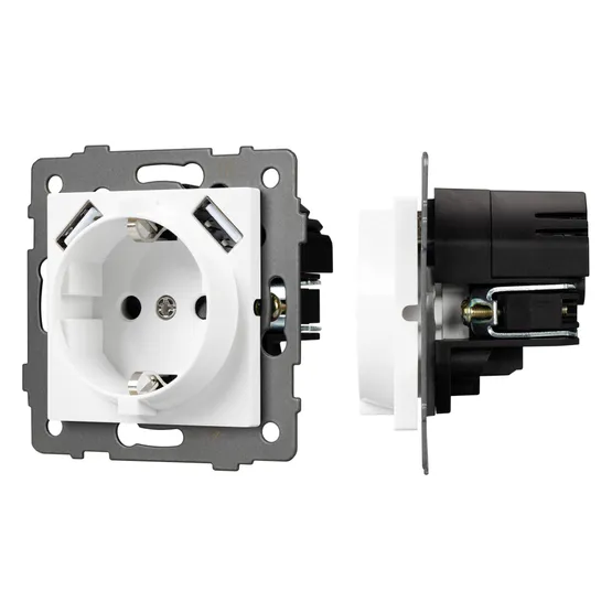 Фото #1 товара Механизм розетки с USB зарядкой SCT-MUAA-PL-WH-V (250V, 16A) (Arlight, -)