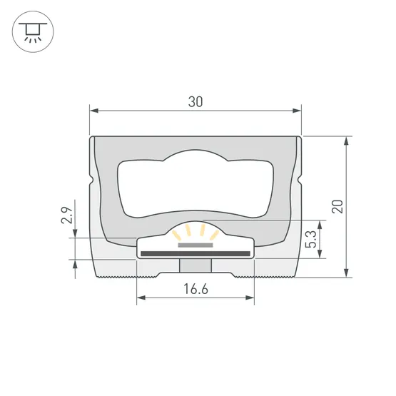 Фото #2 товара Силиконовый профиль WPH-FLEX-3020-TOP-S16-10m WHITE (Arlight, Силикон)