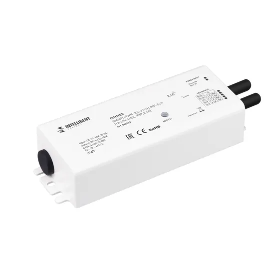 Фото товара INTELLIGENT ARLIGHT Диммер SMART-PWM-104-72-SH-WP-SUF (12-48V, 4x5A, IP67, 2.4G)  (IARL, Контроллер)