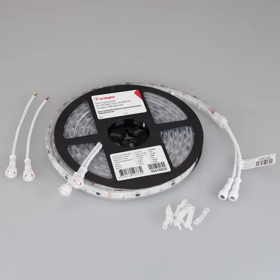 Фото #4 товара Светодиодная лента герметичная SPI-PFS-B60-12mm 12V RGB-PX3 (14.4W/m, IP68, 5060, 5m) (Arlight, бегущий огонь)