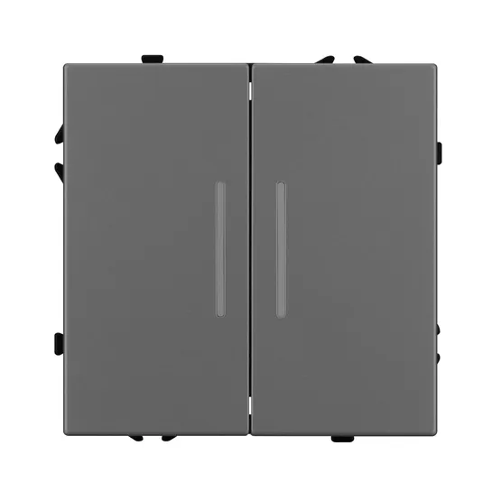 Фото #2 товара Механизм выключателя двухклавишный непроходной LED SWT-NOBE-MK02-SFPL-L-GR (230V, 10A) (Arlight, Серый базальт)