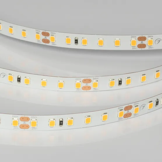 Фото #2 товара Светодиодная лента UL-A120-8mm 24V Warm2400 (9.6 W/m, IP20, 5m) (Arlight, 7 лет)