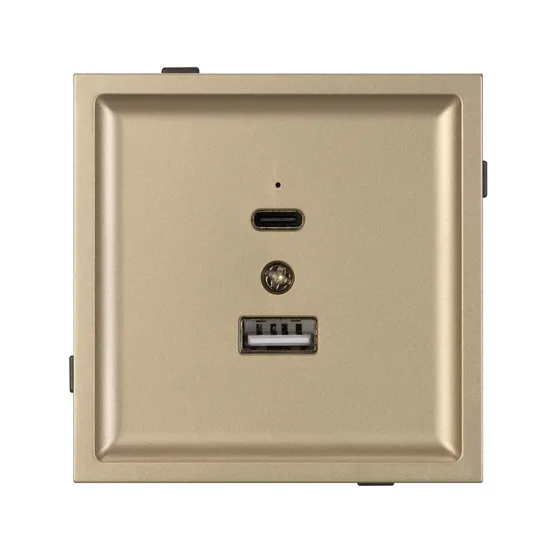 Фото #3 товара Механизм USB розетки SCT-TENDO-MUAC-SFPL-GD (5V, 3A, QC3) (Arlight, Матовый песочный)