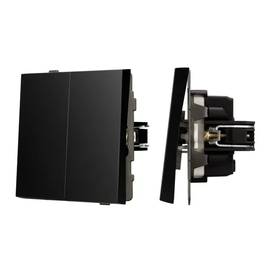 Фото #1 товара Механизм выключателя двухклавишный непроходной SWT-TENDO-MK02-PL-BK (230V, 10A) (Arlight, Черный)