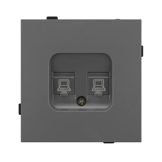 Фото #2 товара Механизм компьютерной розетки двойной SCT-TENDO-MPC2-SFPL-GR (RJ-45, CAT6) (Arlight, Матовый графитовый)
