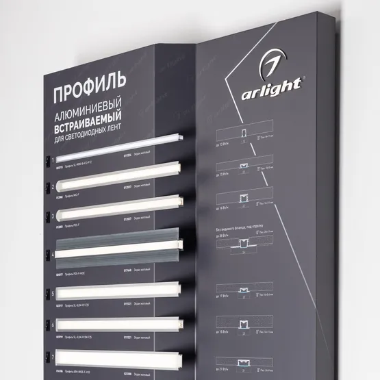 Фото #9 товара Стенд Профиль Встраиваемый LUX-E13-1760x600mm (DB 3мм, пленка, подсветка) (Arlight, -)