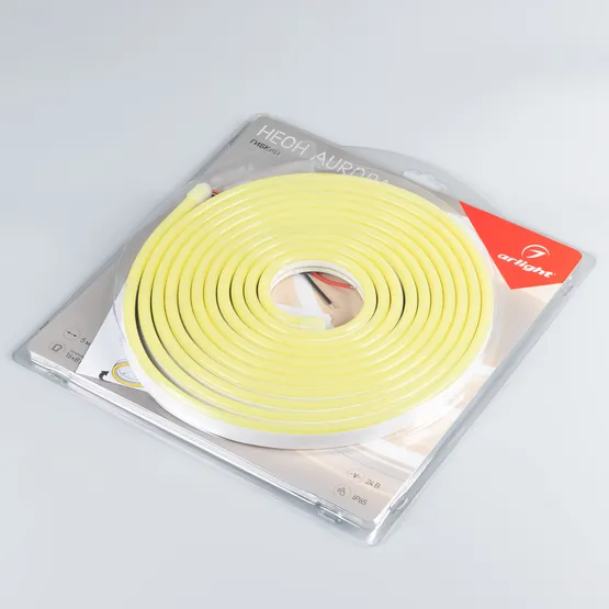 Фото #2 товара Светодиодная лента герметичная AURORA-PS-A120-16x8mm 24V Lemon (10 W/m, IP65, 2835, 5m) (Arlight, Силикон, 2 года)