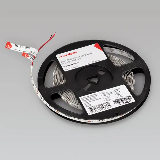 Фото #3 товара Светодиодная лента RT-B60-10mm 12V Blue (14.4 W/m, IP20, 5060, 5m) (Arlight, Открытый)