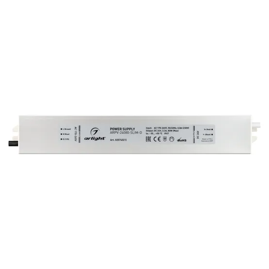 Фото #2 товара Блок питания ARPV-24080-SLIM-D (24V, 3.3A, 80W) (Arlight, IP67 Металл, 3 года)