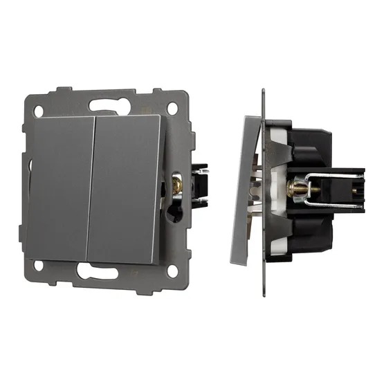 Фото #1 товара Механизм выключателя двухклавишный проходной SWT-MKP2-PL-GR-V (250V, 10A) (Arlight, -)