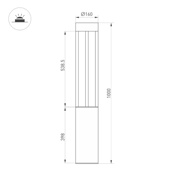 Фото #9 товара Светильник LGD-CASTELLO-BOLL-H1000-20W Warm3500-MIX (GR, 80 deg, 230V) (Arlight, IP65 Металл, 5 лет)