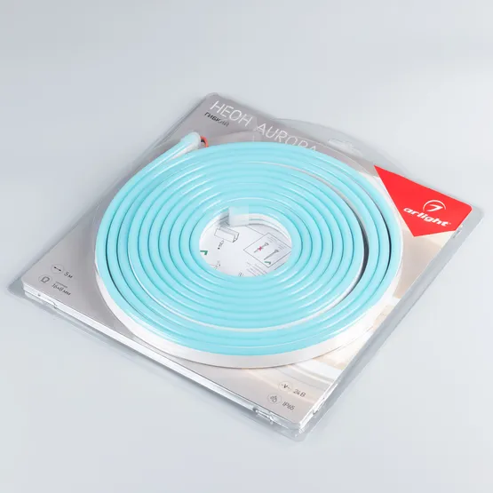 Фото #2 товара Светодиодная лента герметичная AURORA-PS-A120-16x8mm 24V Azure (10 W/m, IP65, 2835, 5m) (Arlight, Силикон, 2 года)