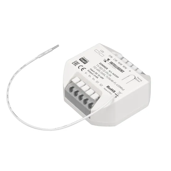 Фото товара INTELLIGENT ARLIGHT Диммер TY-102-72-PS-IN (12-48V, 2x5A, TUYA Wi-Fi, 433Mhz) (IARL, Контроллер)