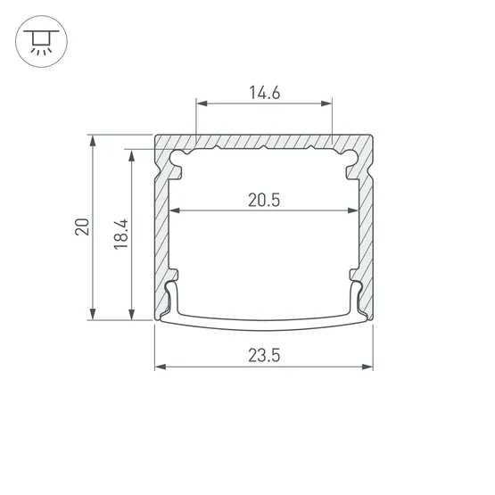 Фото #3 товара Профиль WIDE-H20-2000 ANOD (Arlight, Алюминий)