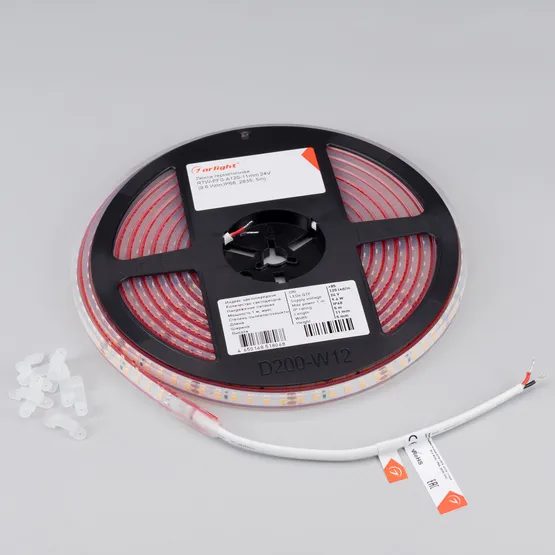 Фото #2 товара Светодиодная лента герметичная RTW-PFS-A120-11mm 24V White6000 (9.6 W/m, IP68, 2835, 5m) (Arlight, 9.6 Вт/м, IP68)