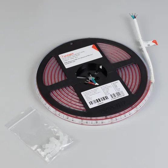 Фото #5 товара Светодиодная лента герметичная DOT-PFS-X120-12mm 24V RGB (14 W/m, IP68, 5m) (Arlight, 5 лет)