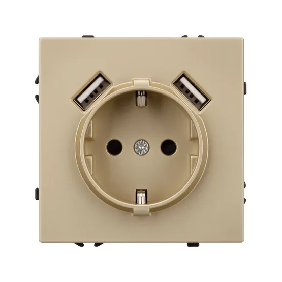 Фото #2 товара Механизм розетки с USB зарядкой SCT-NOBE-MUAA-SFPL-GD (230V, 16A) (Arlight, Золотой песок)