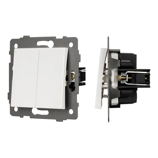 Фото #1 товара Механизм выключателя двухклавишный самовозвратный SWT-MKR2-PL-WH-V (250V, 10A) (Arlight, -)