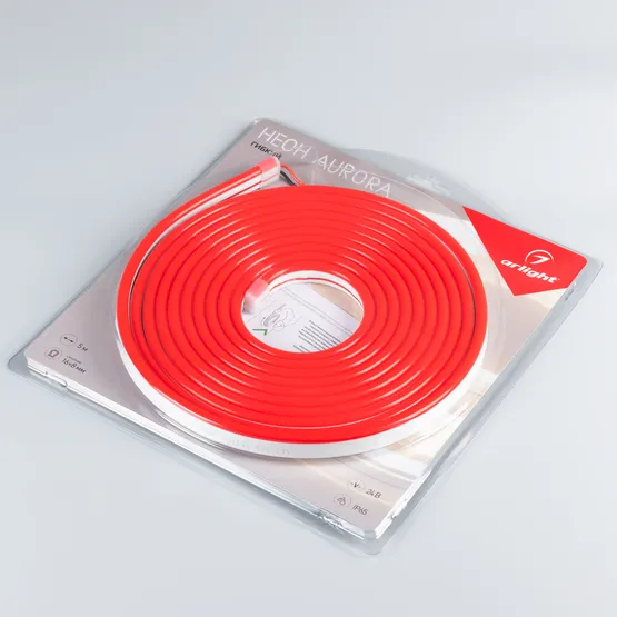 Фото #2 товара Светодиодная лента герметичная AURORA-PS-A120-16x8mm 24V Red (10 W/m, IP65, 2835, 5m) (Arlight, Силикон, 2 года)