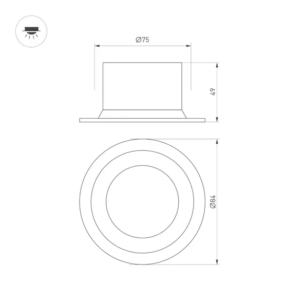 Фото #7 товара Светильник MS-DROP-BUILT-R84-8W Warm3000 (WH, 85 deg, 230V) (Arlight, IP54 Металл, 5 лет)