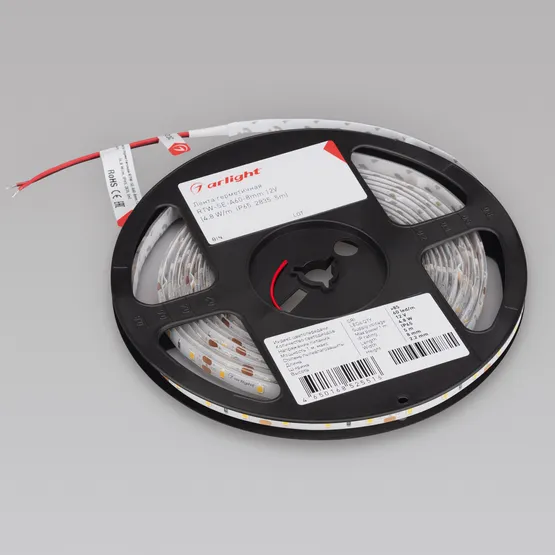 Фото #2 товара Светодиодная лента герметичная RTW-SE-A60-8mm 12V White6000 (4.8 W/m, IP65, 2835, 5m) (Arlight, 4.8 Вт/м, IP65)