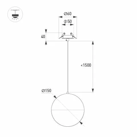 Фото #4 товара Светильник SP-EMISFERO-HANG-BUILT-R150-11W Day4000 (BK, 170 deg, 230V) (Arlight, IP20 Металл, 3 года)
