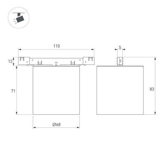 Фото #5 товара Светильник MAG-MICROCOSM-POINT-R68-7W Warm3000 (BR, 36 deg, 24V) (Arlight, IP20 Металл, 5 лет)