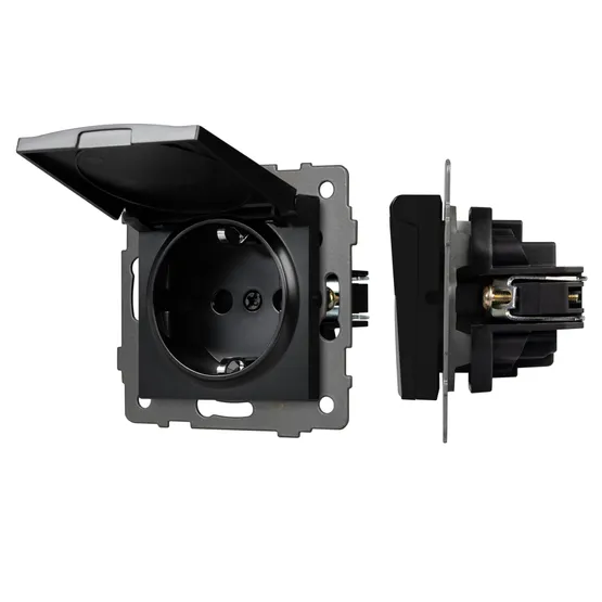Фото #1 товара Механизм розетки влагозащищённый SCT-MCP-PL-BK-V (250V, 16A) (Arlight, -)