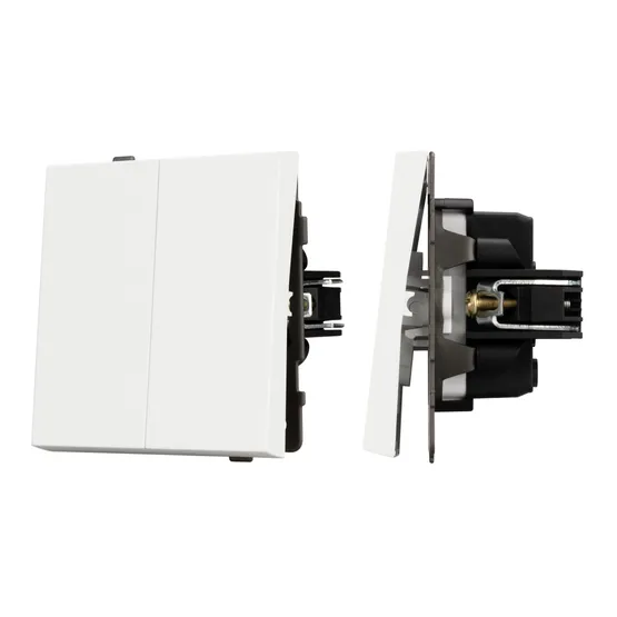 Фото #1 товара Механизм выключателя двухклавишный непроходной SWT-TENDO-MK02-SFPL-WH (230V, 10A) (Arlight, Матовый белый)