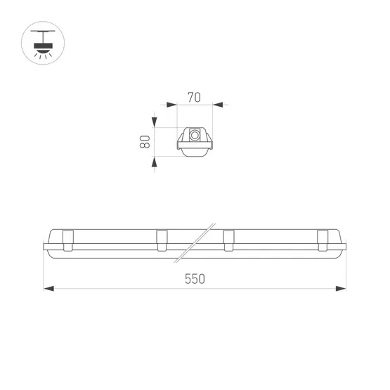 Фото #7 товара Светильник ALT-DALLAS-L550-20W Day4000-MIX (WH, 120 deg, 230V) (Arlight, IP66 Пластик, 5 лет)
